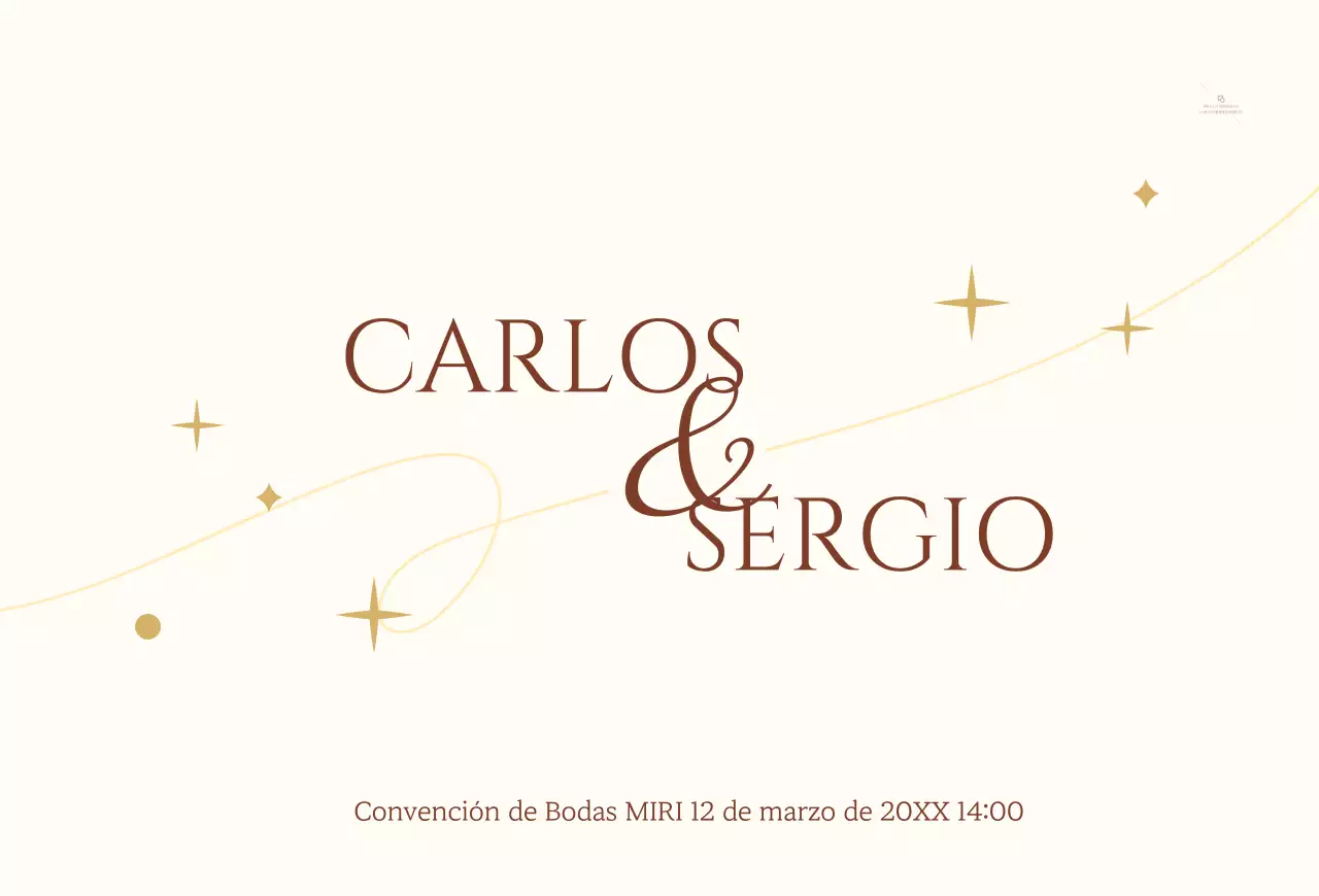 Invitación de boda de concepto sentimental con una estrella de color amarillo pálido y una ilustración de líneas