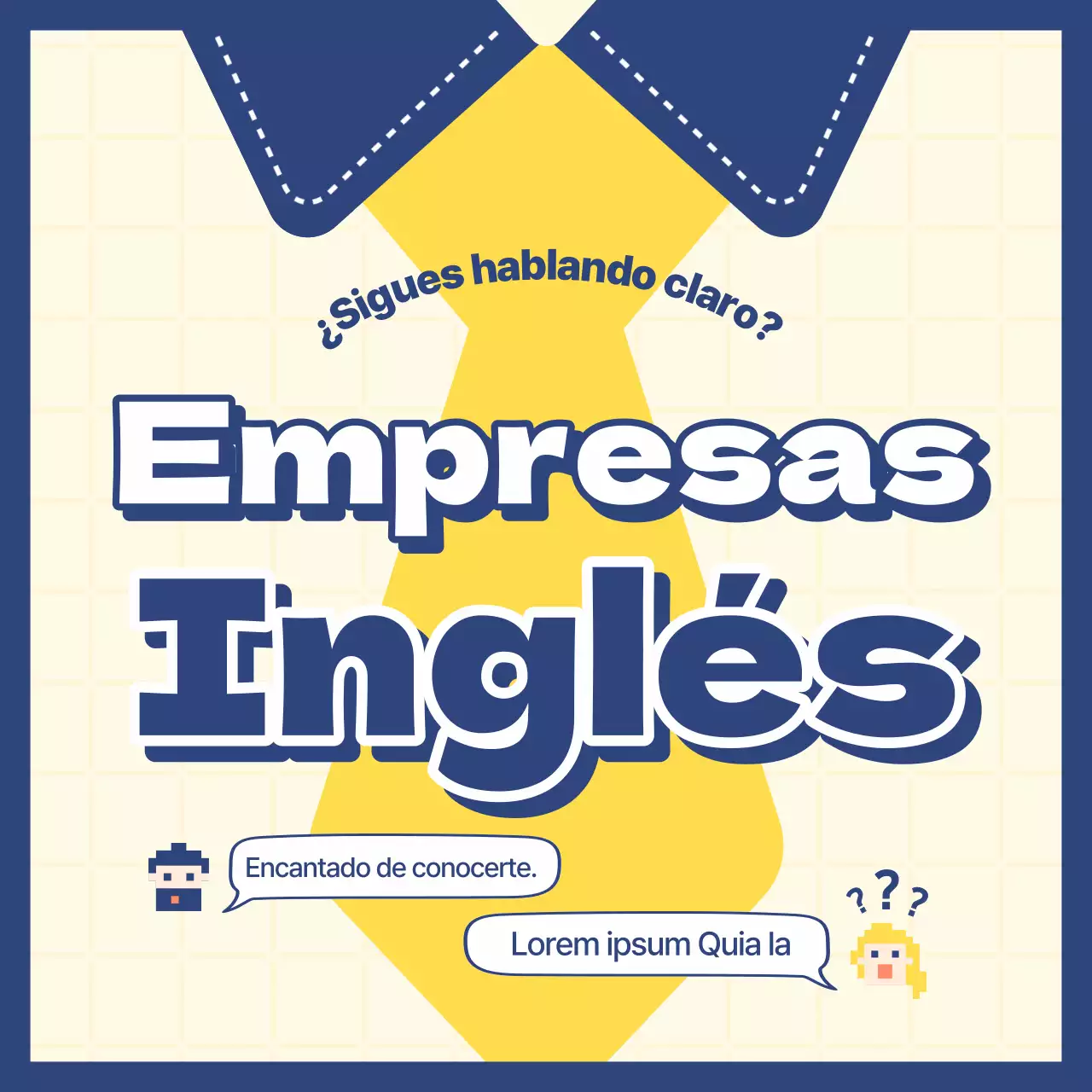  Un plan de negocios kitsch en inglés con fondo amarillo