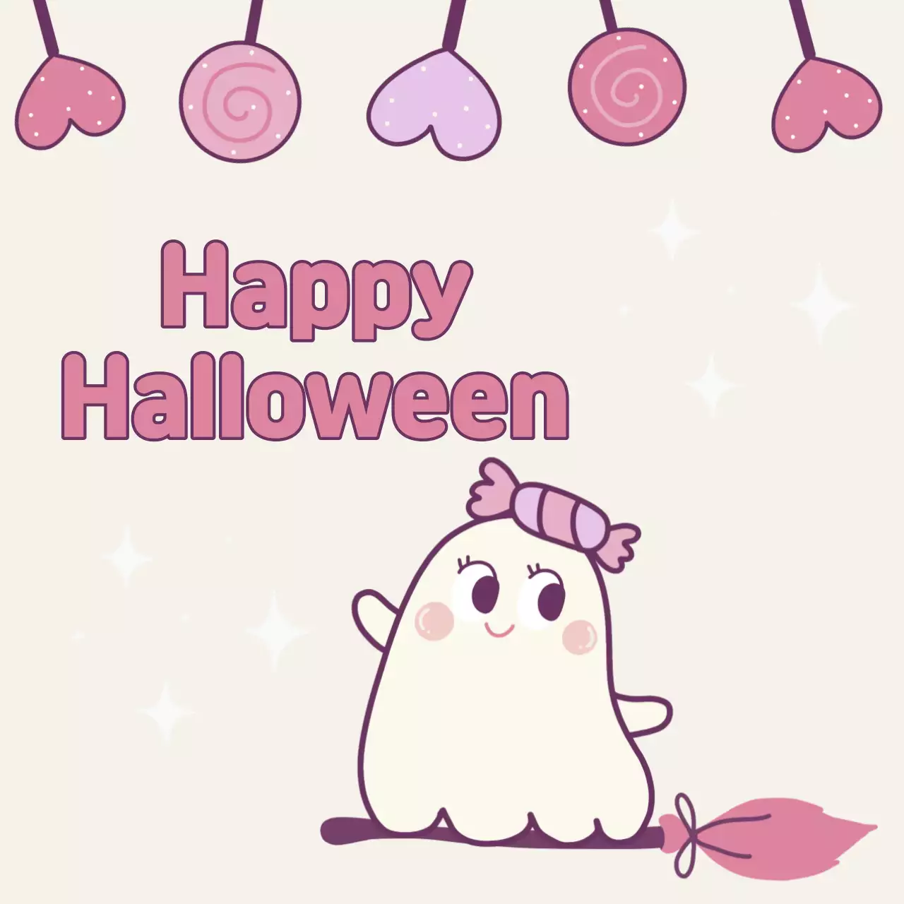 귀여운 해피 할로윈 핑크와 퍼플
