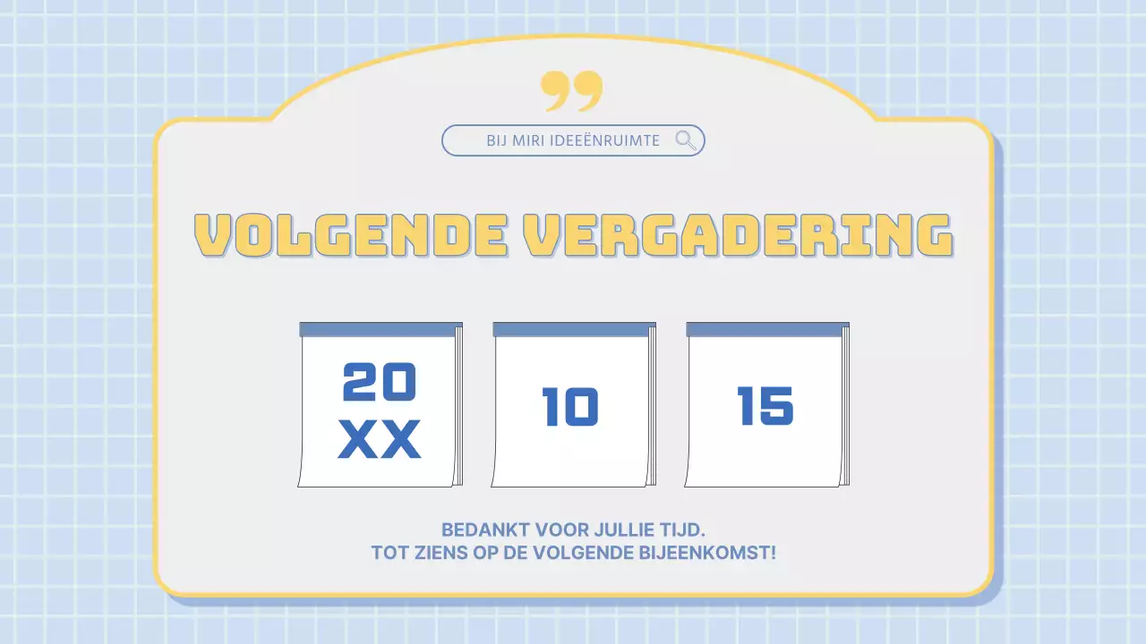Verslag van de moderne marketingvergadering in lichtblauw en geel