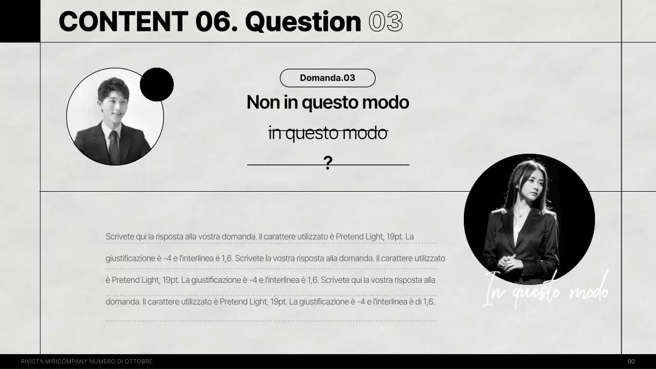 Una moderna rivista di interviste in casa in bianco e nero