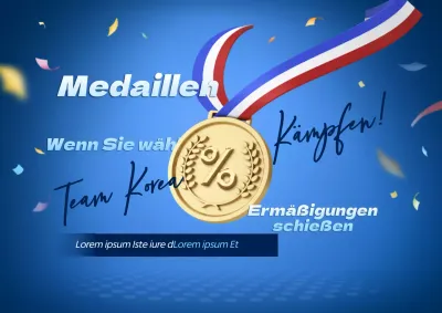 Bewerben Sie eine ermäßigte Veranstaltung, um eine Medaille in den Trendfarben Blau und Gold zu gewinnen