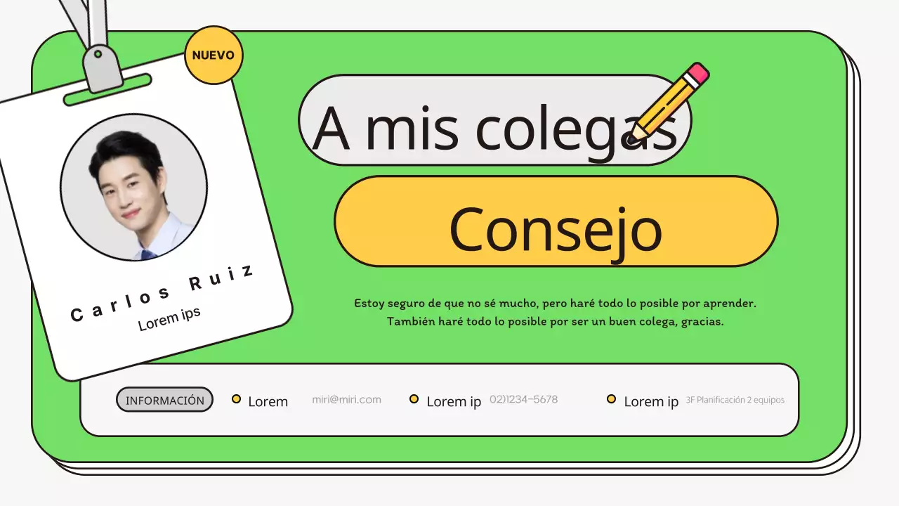 Una carta de presentación kitsch en chartreuse y amarillo