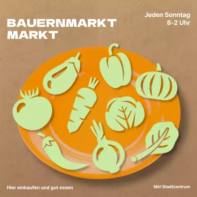 Förderung eines minimalistischen Bauernmarktes in Braun und Chartreuse