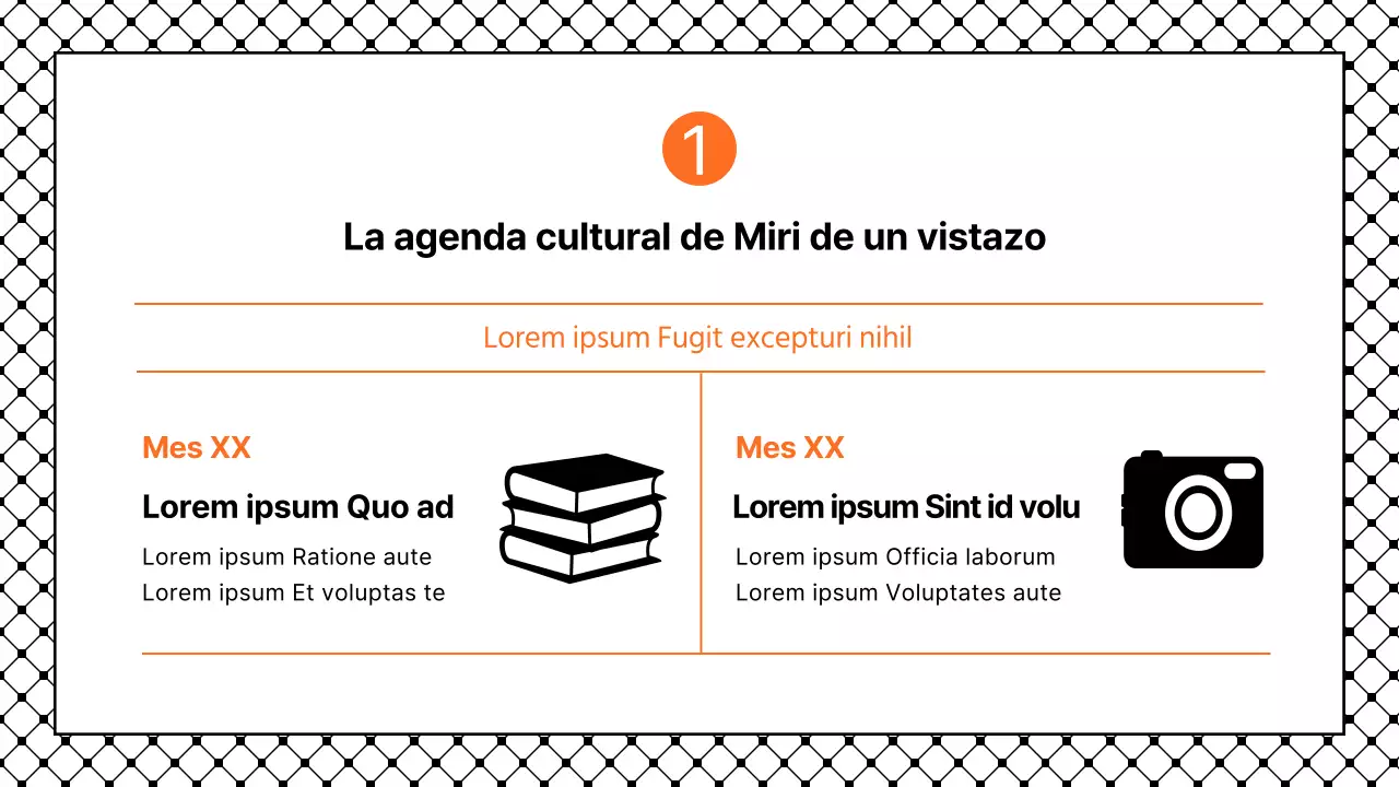 Presentación sencilla con detalles en negro y naranja