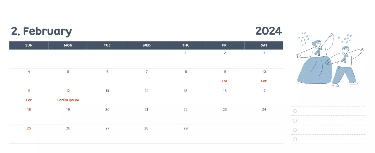 Lịch với hình ảnh minh họa đầy cảm xúc với nhiều màu sắc khác nhau