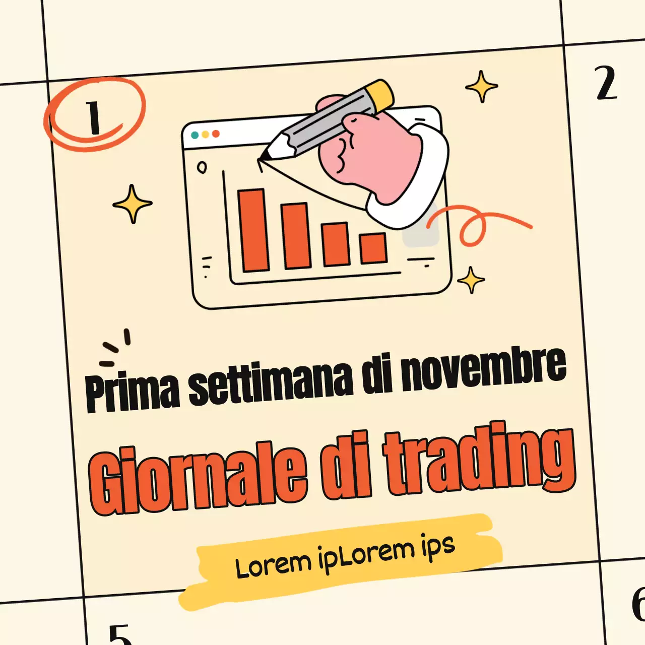 Promuovere un semplice diario di trading azionario in avorio e arancione
