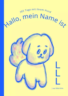 Einfacher Bucheinband für den Alltag mit Hund in Gelb und Blau