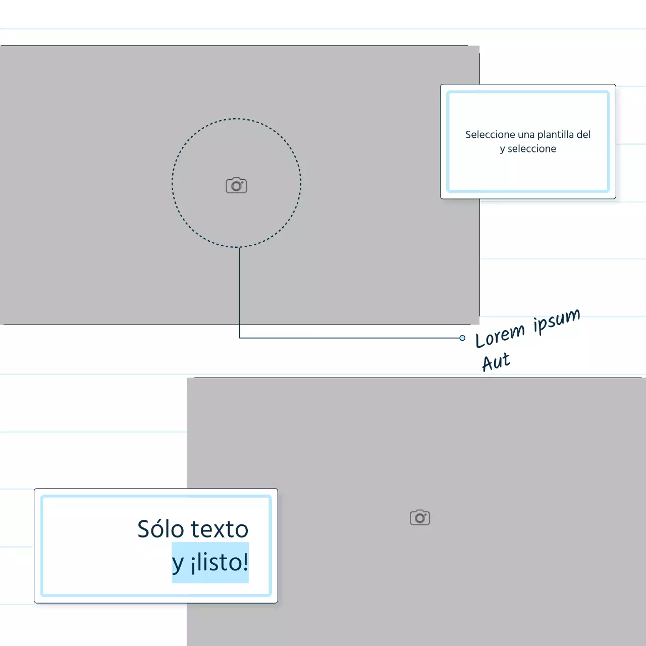 Un briefing de producto narrativo sencillo en azul y azul claro