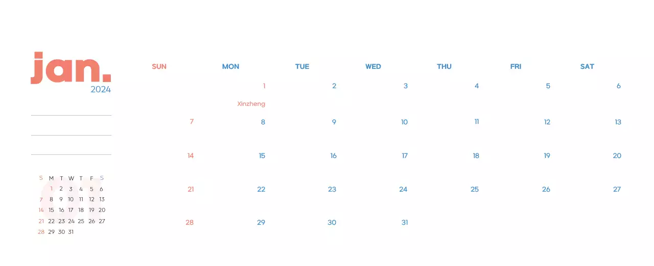 Business calendar with beautiful illustrations