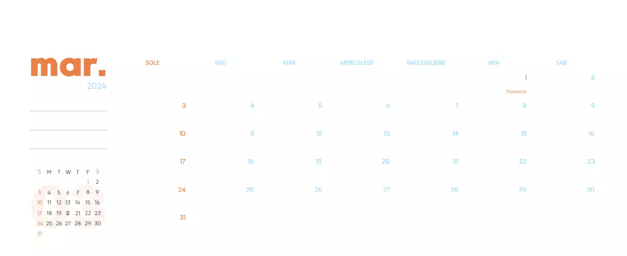 Calendario di lavoro con splendide illustrazioni