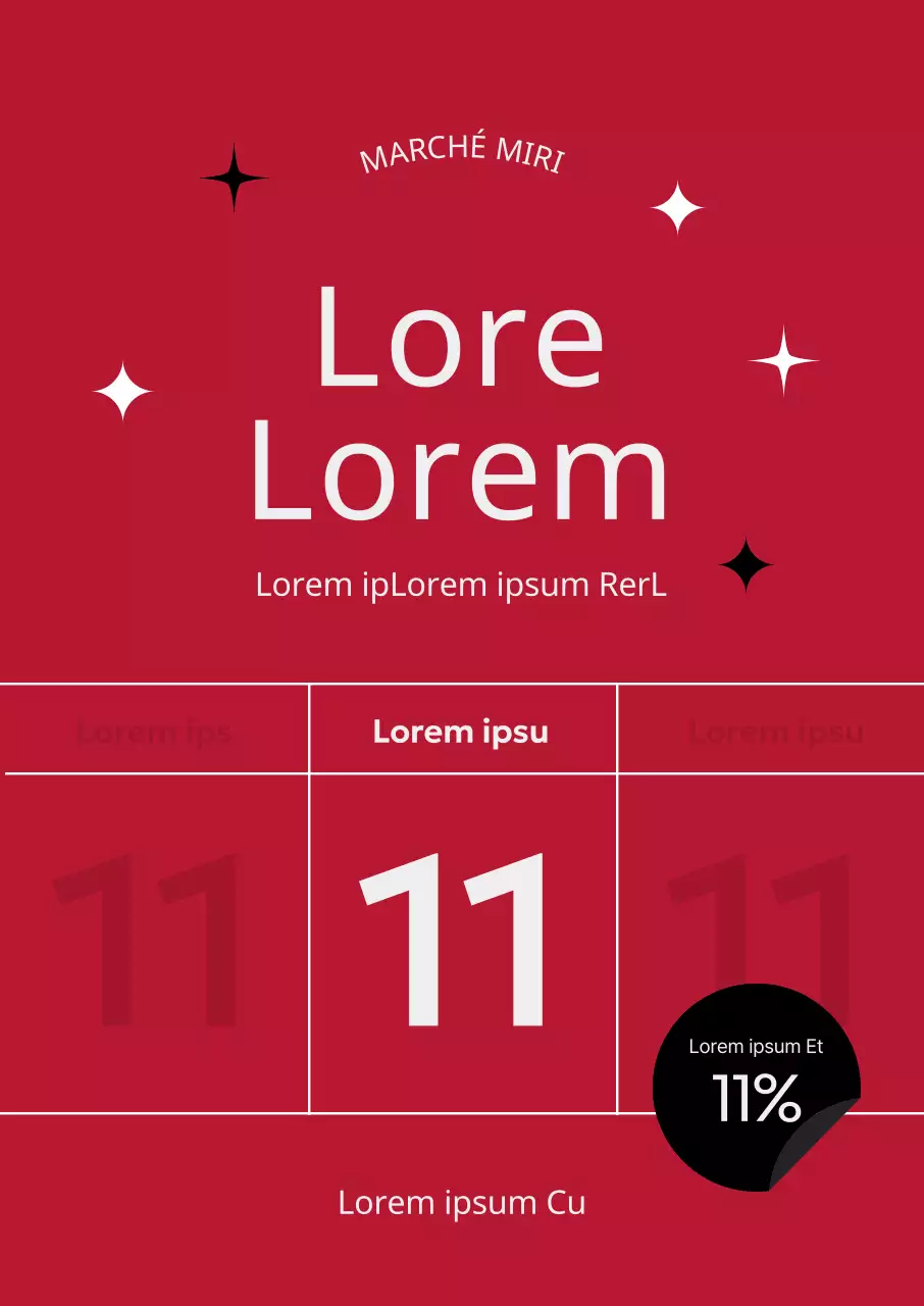 Promotion "Achetez 1, obtenez 1 gratuit" avec un concept de calendrier et un graphique de chiffres en surbrillance sur fond rouge