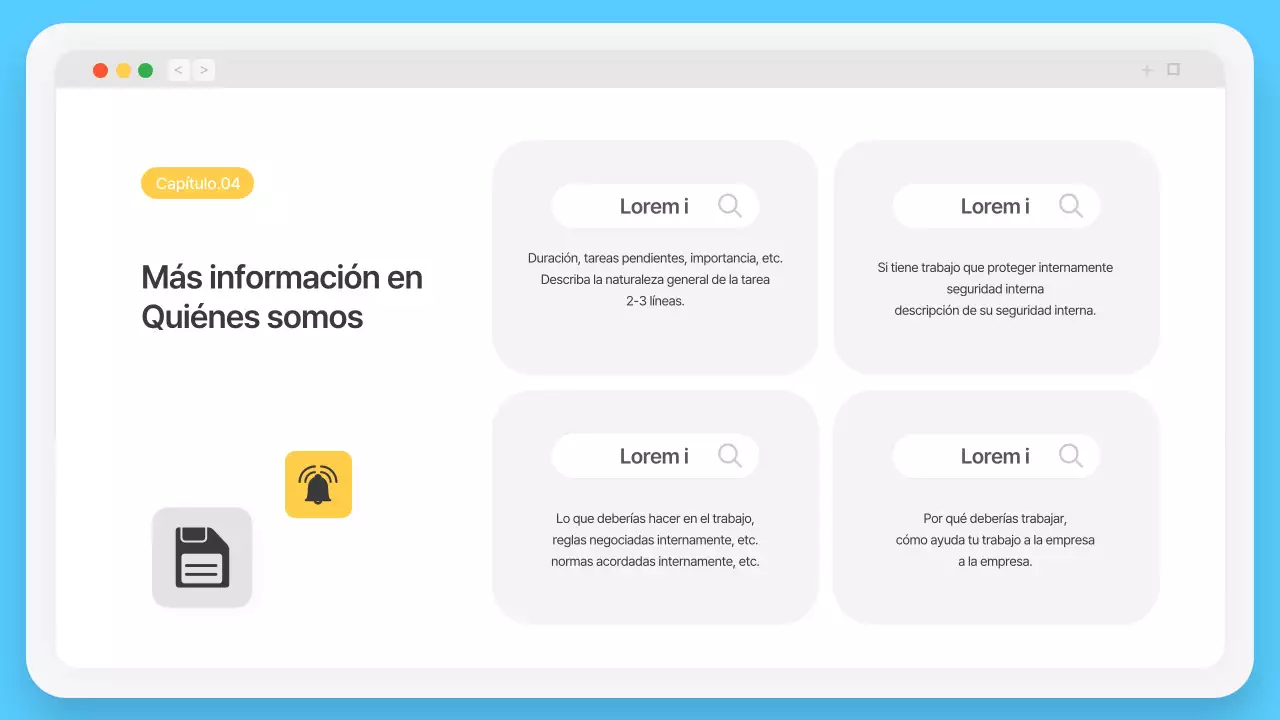 Marco de navegador sencillo en azul claro Perfil de la empresa