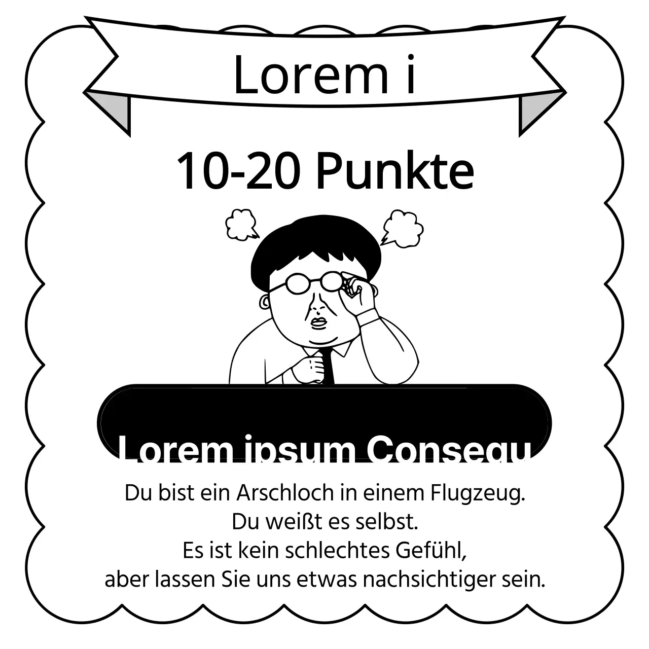 Schwarz-weiße, ekelerregende Test-Werbung