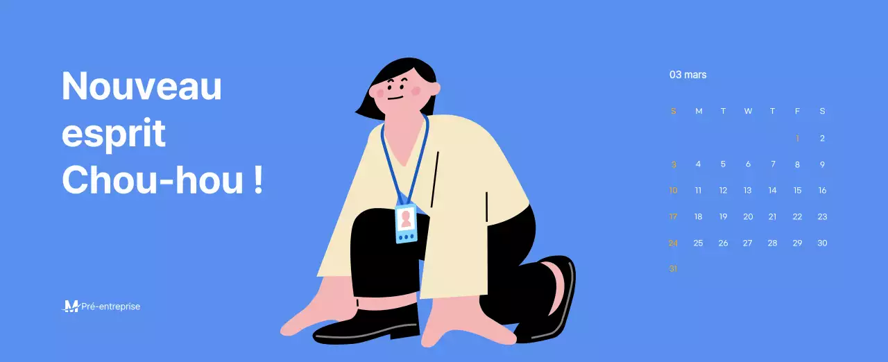 Calendrier de motivation avec des illustrations énergiques et des citations positives sur un fond bleu clair