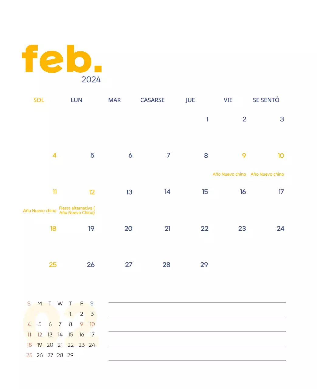 Calendario laboral con bellas ilustraciones