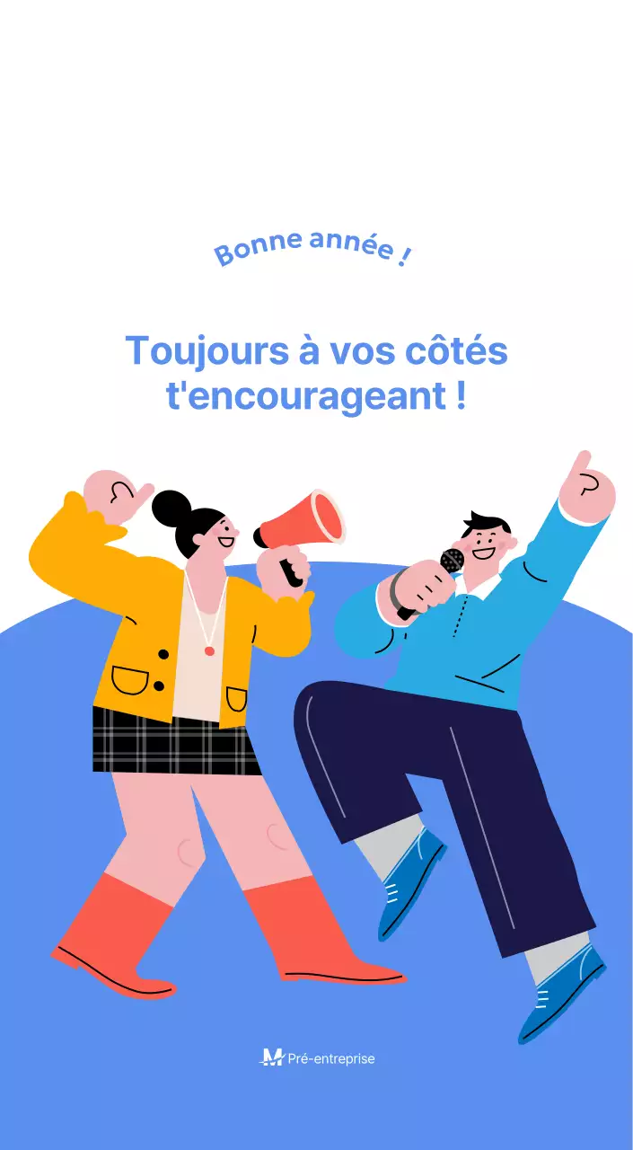 Calendrier de motivation avec des illustrations énergiques et des citations positives sur un fond bleu clair