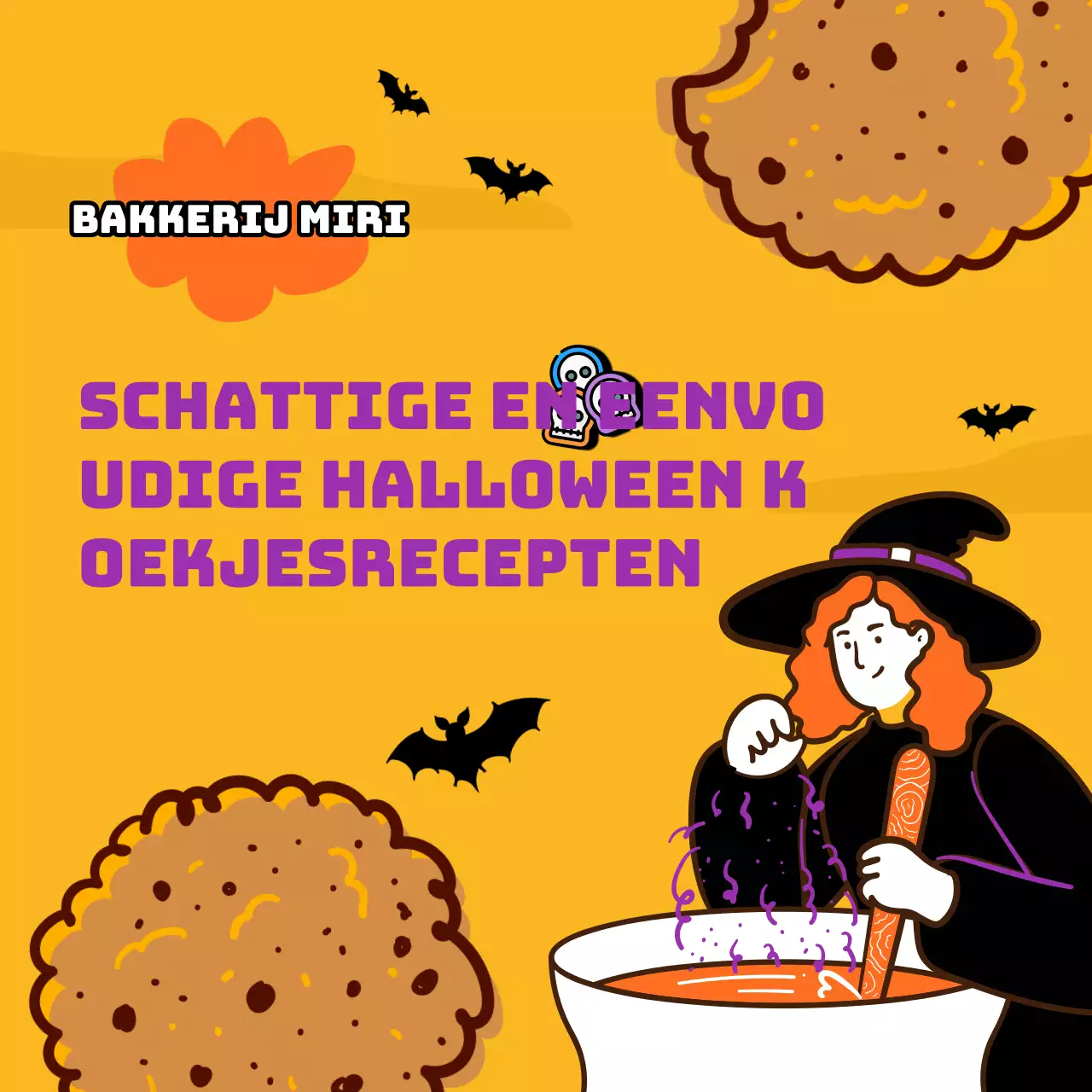 DIY promotionele gele en paarse kitscherige Halloween koekjes