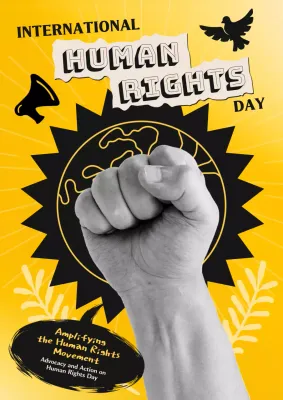 Yellow Bold Human Rights Announcement Poster