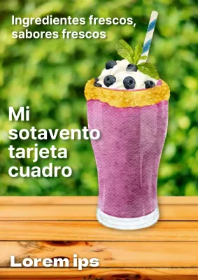 Promover un menú de cafetería minimalista en verde lima y morado