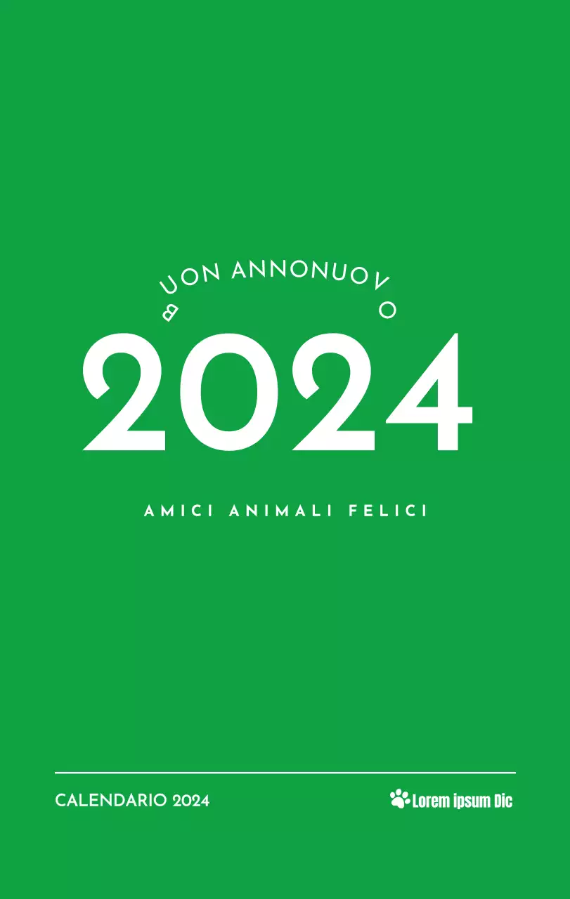 Un calendario con l'immagine di un cucciolo e un simpatico messaggio in verde.