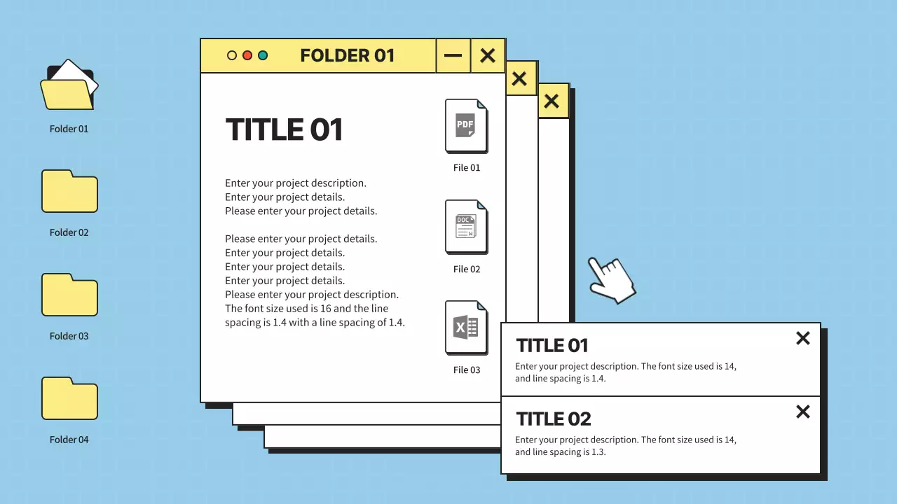 UI desktop minimalis dengan warna biru dan kuning Profil Perusahaan