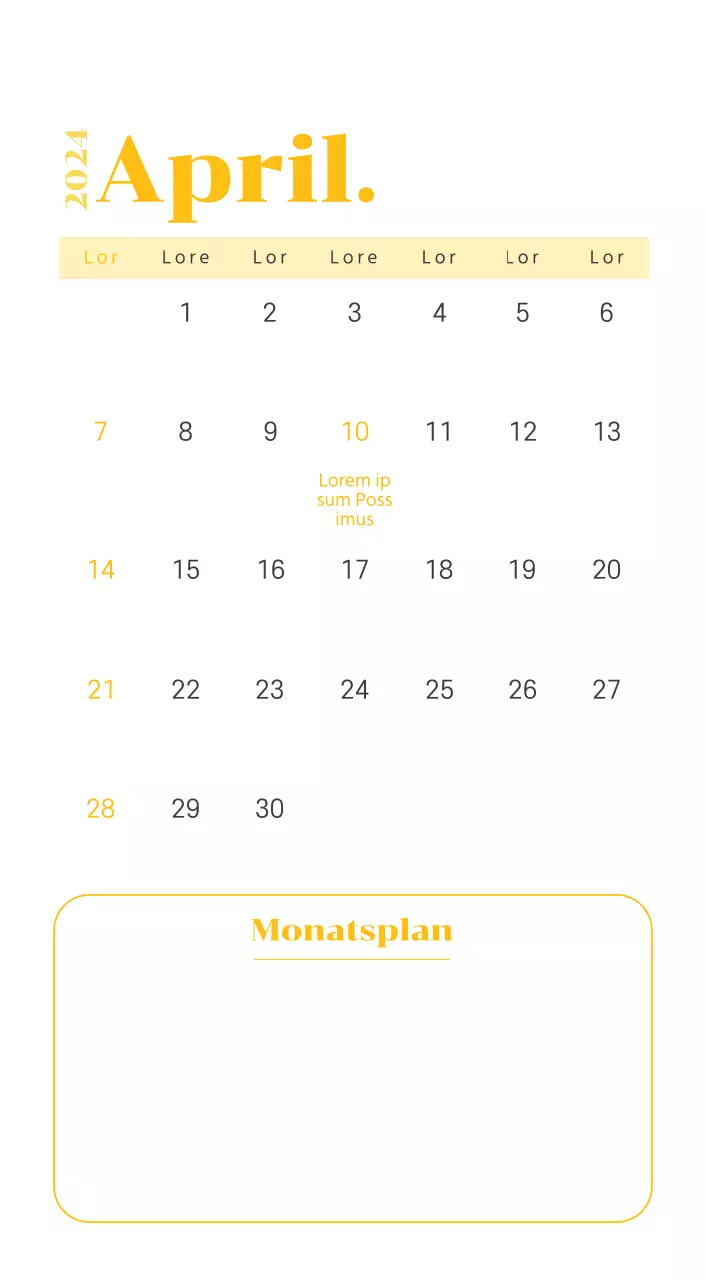 Kalender mit Jugendillustrationen auf gelbem und grünem Hintergrund