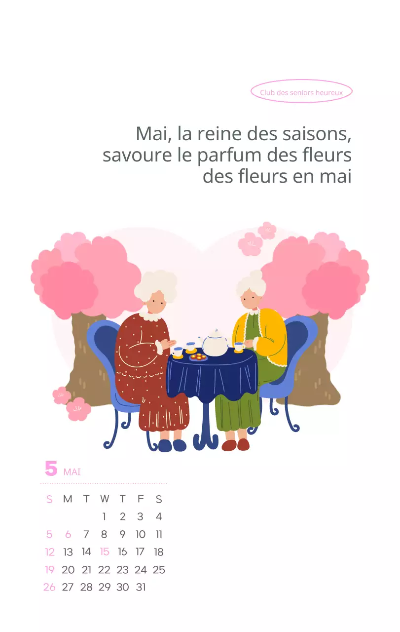 Calendrier de travail avec de belles illustrations