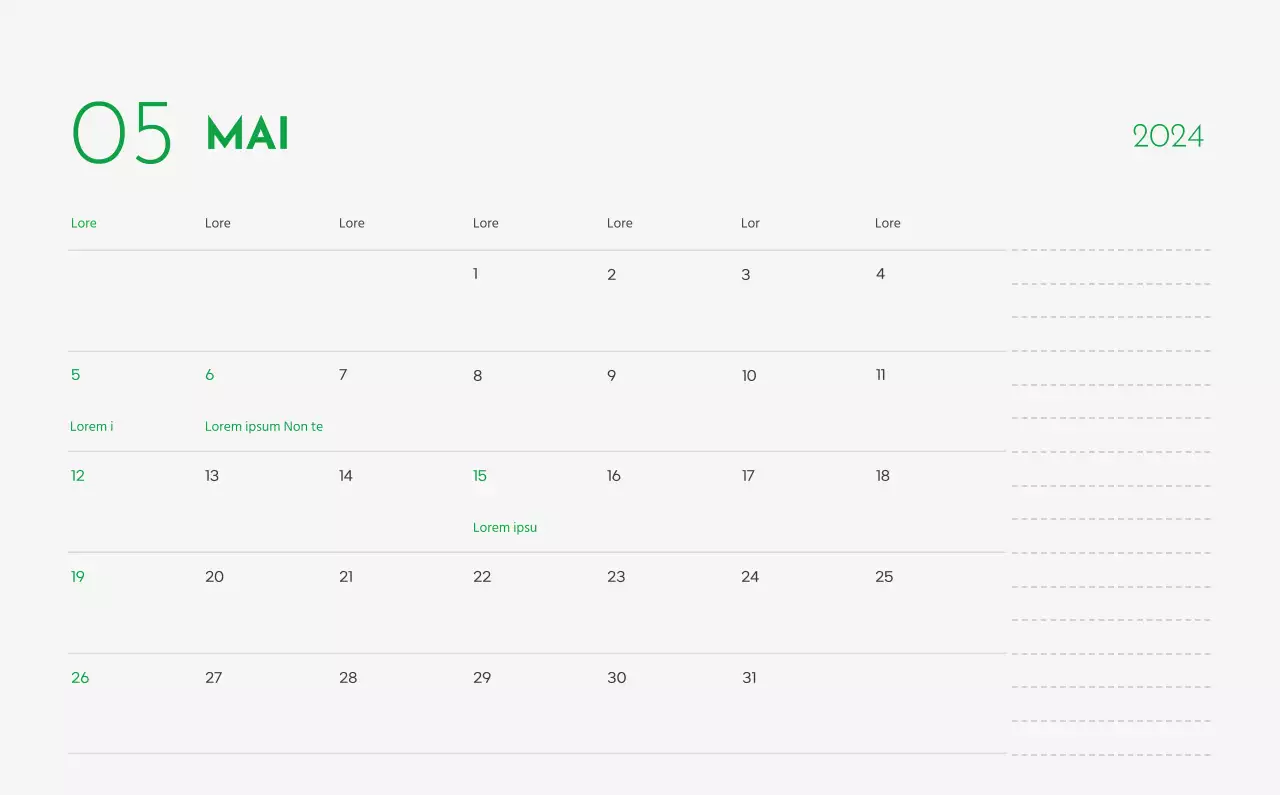 Ein Kalender mit einem Bild eines Welpen und einer niedlichen Botschaft in grünen Akzenten