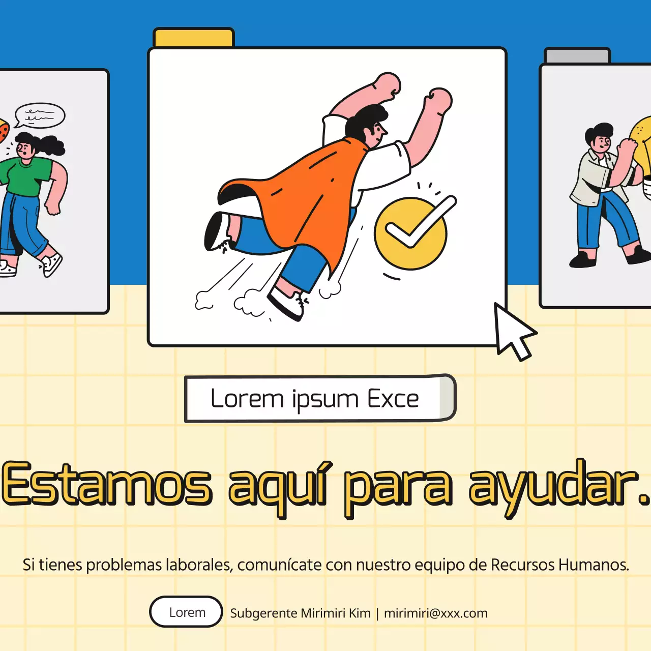 Promover consejos empresariales sencillos en azul y amarillo