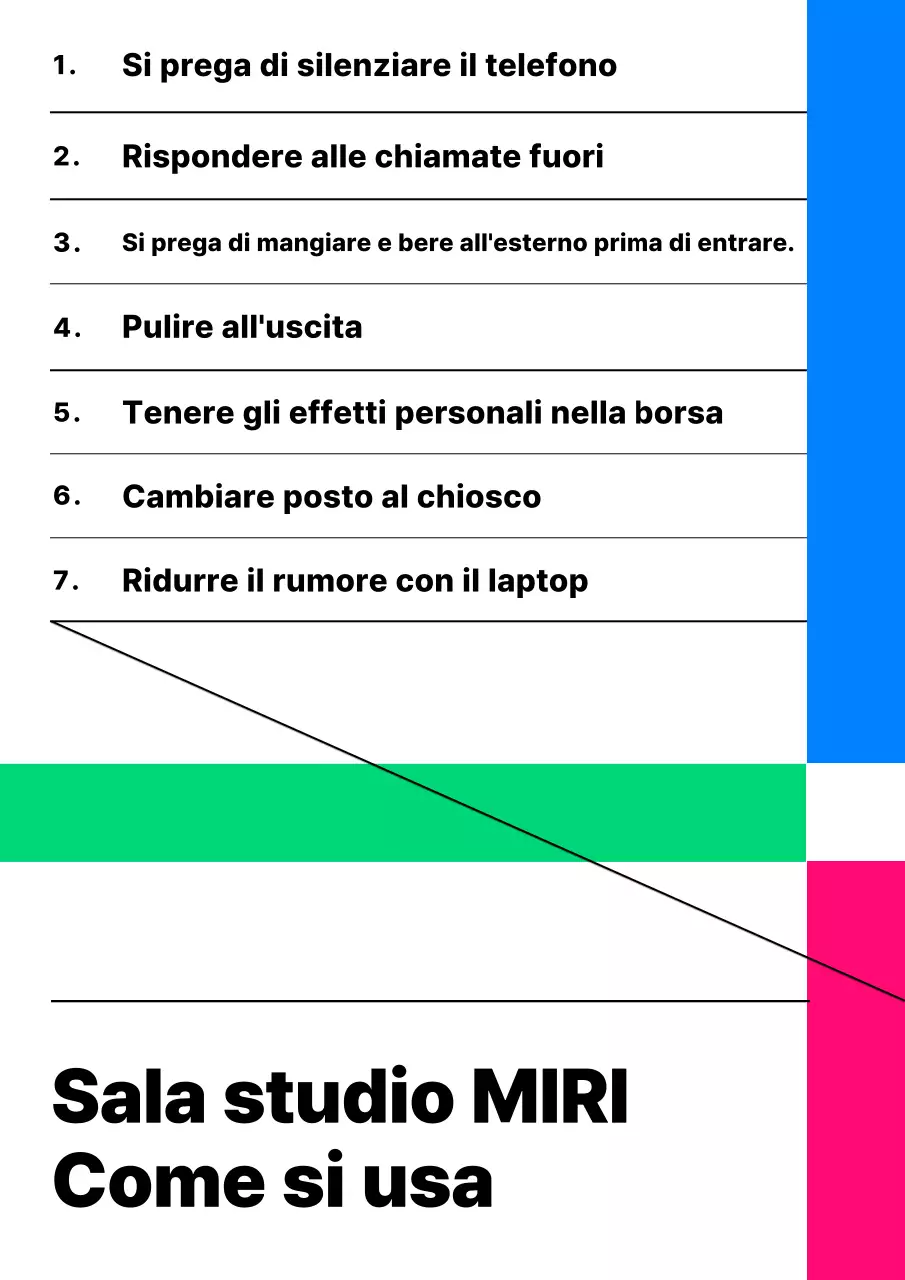 Una guida per una sala studio minimalista in blu e verde