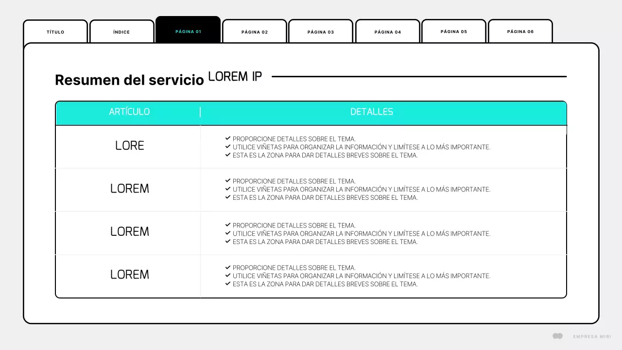 Un sencillo diseño de página web en blanco y menta