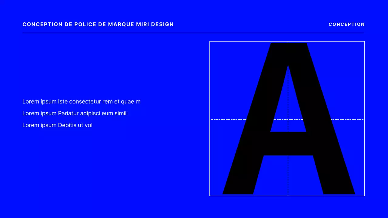 Une proposition de police de caractères simple en bleu.