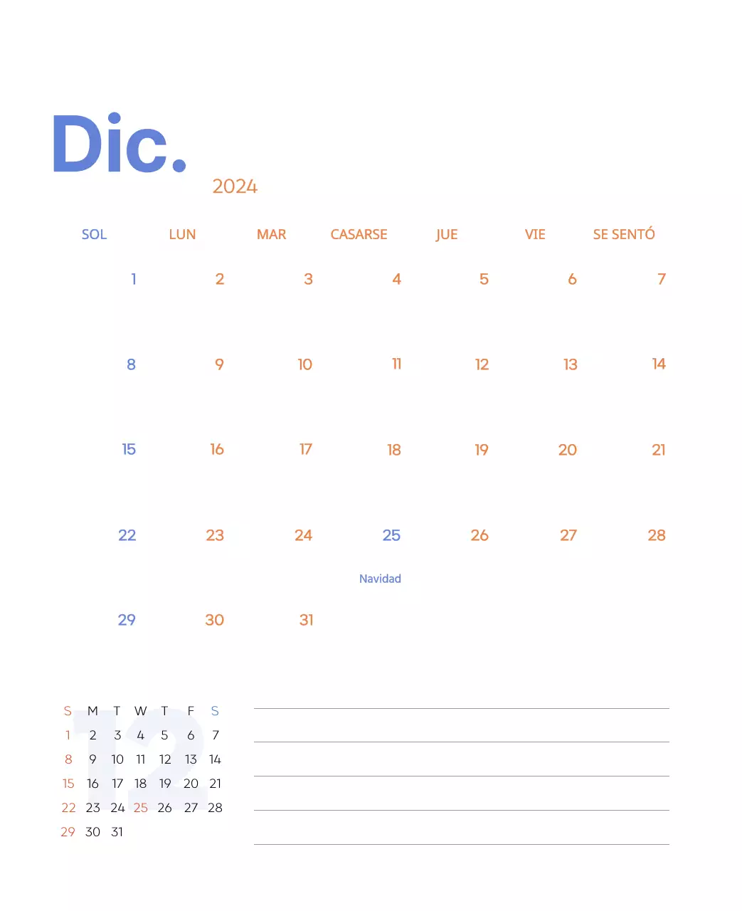Calendario laboral con bellas ilustraciones