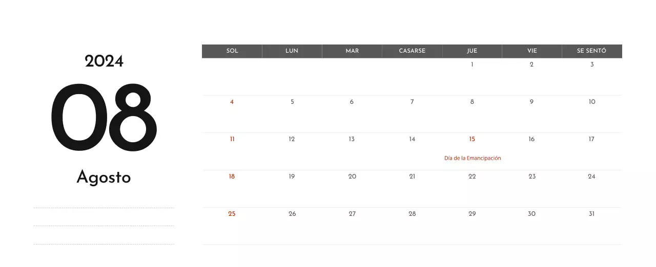 Un sencillo calendario corporativo en gris