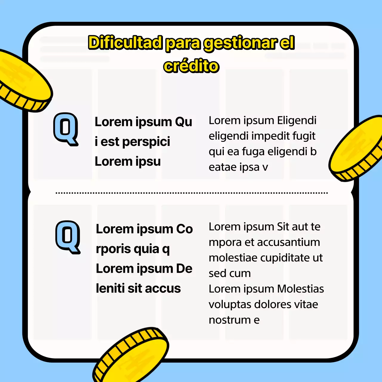 Material de formación sobre gestión del crédito con fondo azul claro