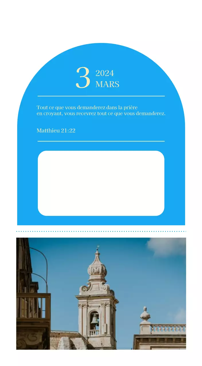 Calendrier d'église moderne bleu