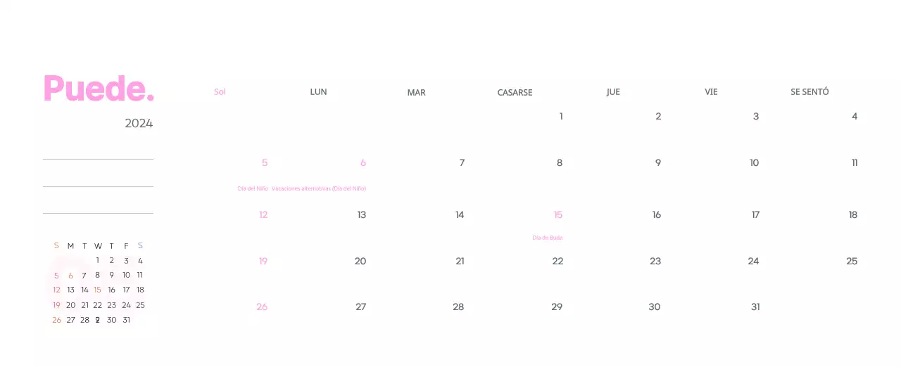 Calendario laboral con bellas ilustraciones