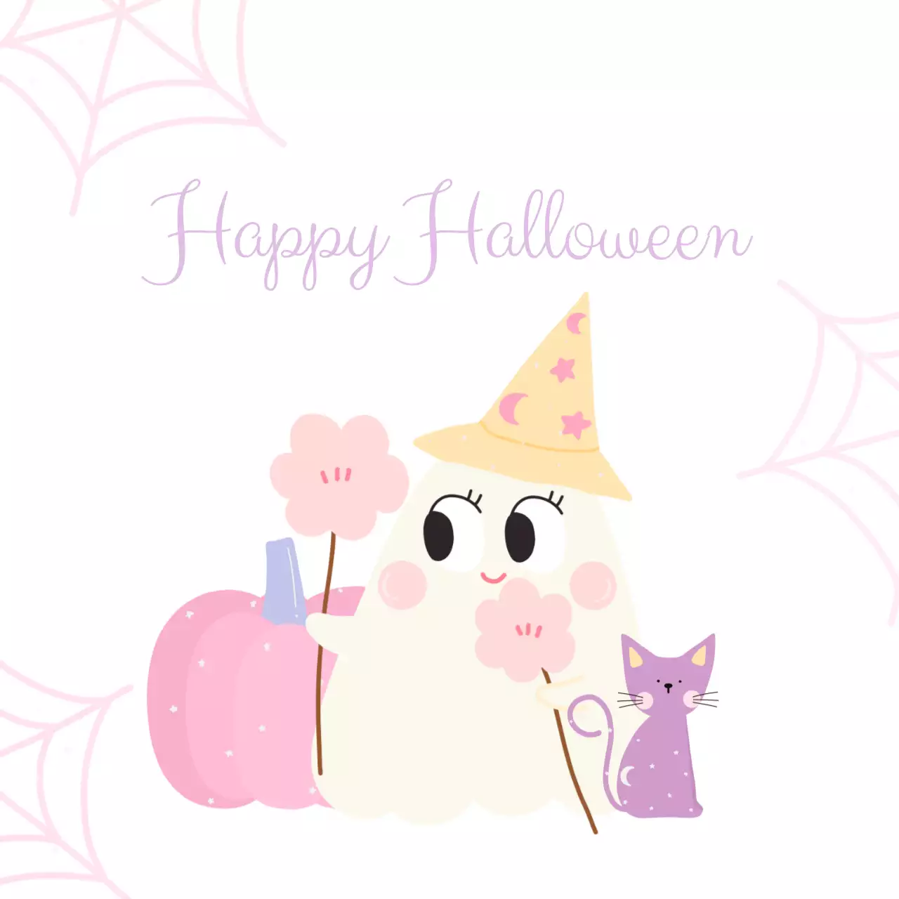 귀여운 해피 할로윈 핑크와 퍼플