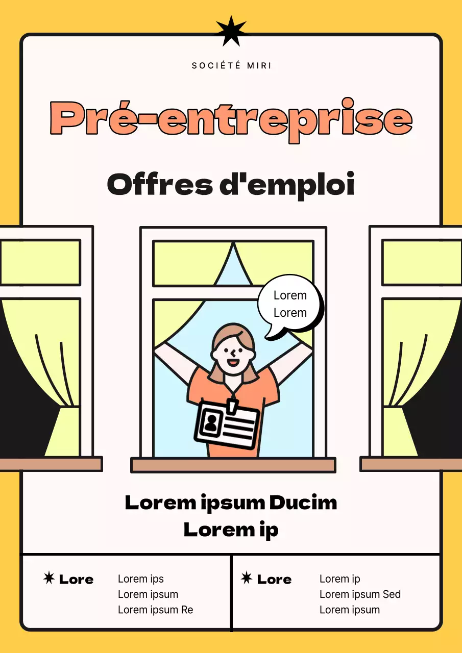 Annonce d'emploi avec un simple personnage illustré en jaune