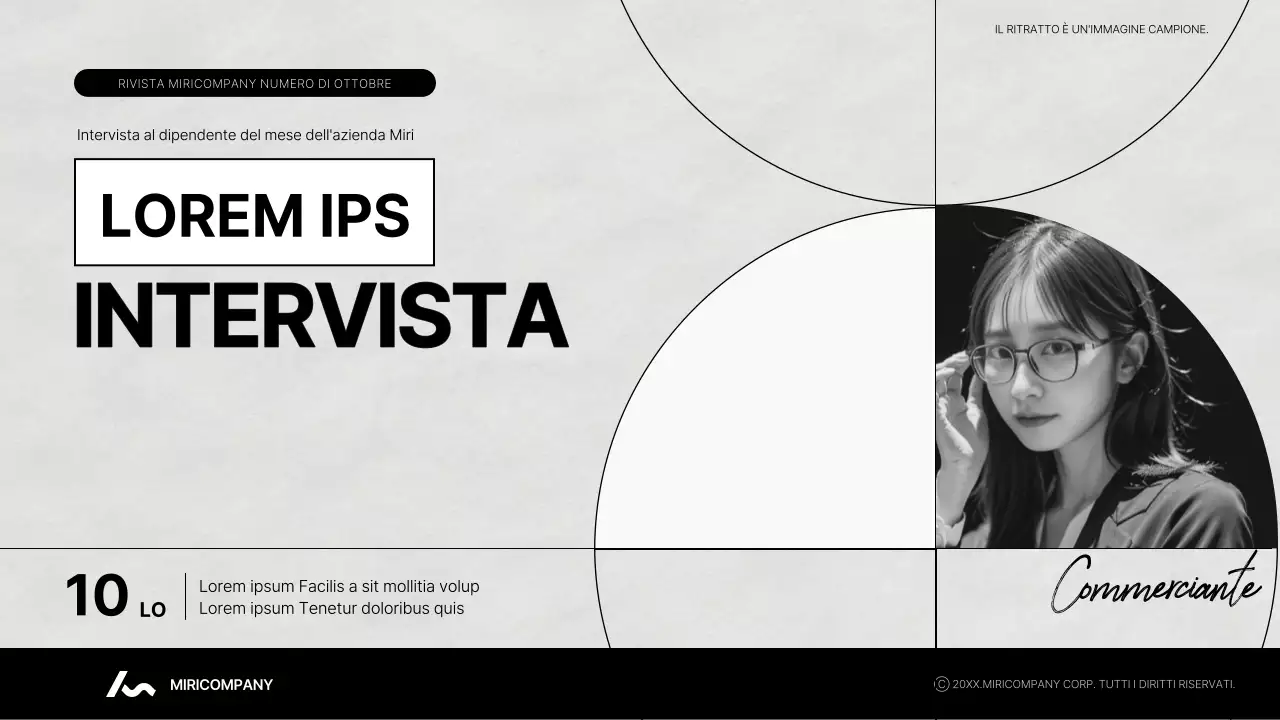 Una moderna rivista di interviste in casa in bianco e nero