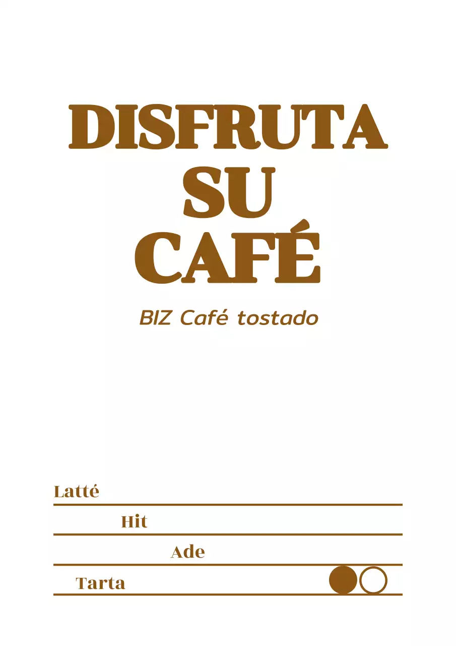 Sencilla señalización del menú de cafetería en tonos marrones