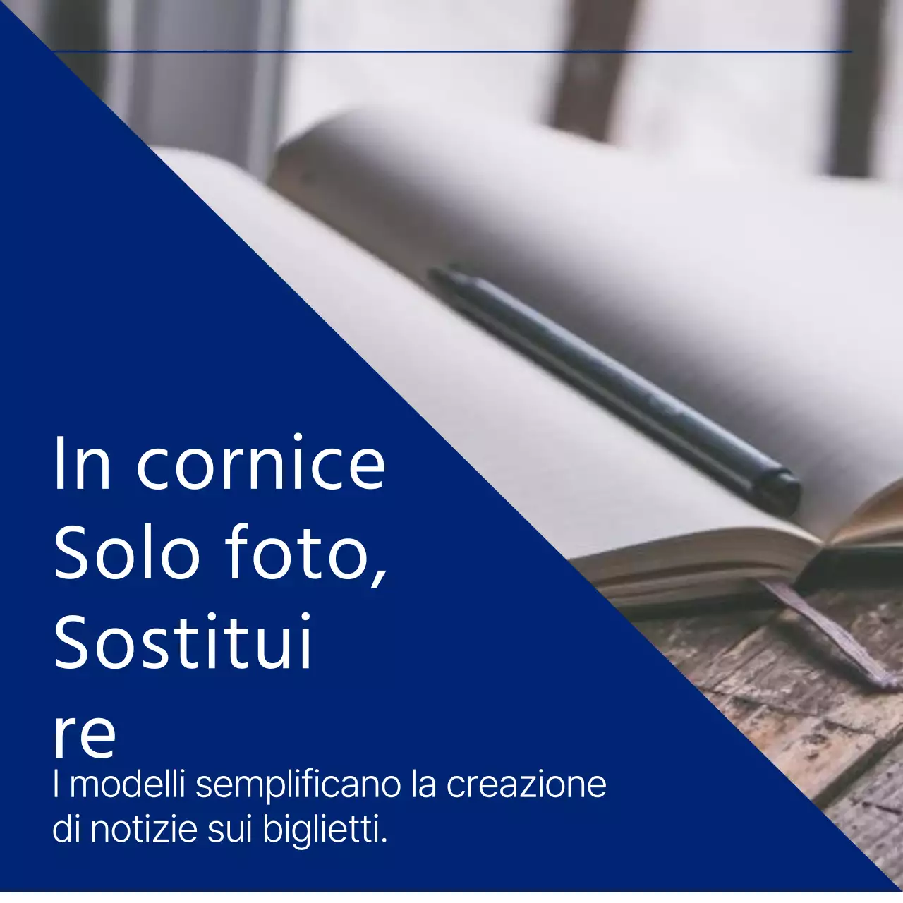 Promuovere un semplice layout di cornice per foto in blu e bianco