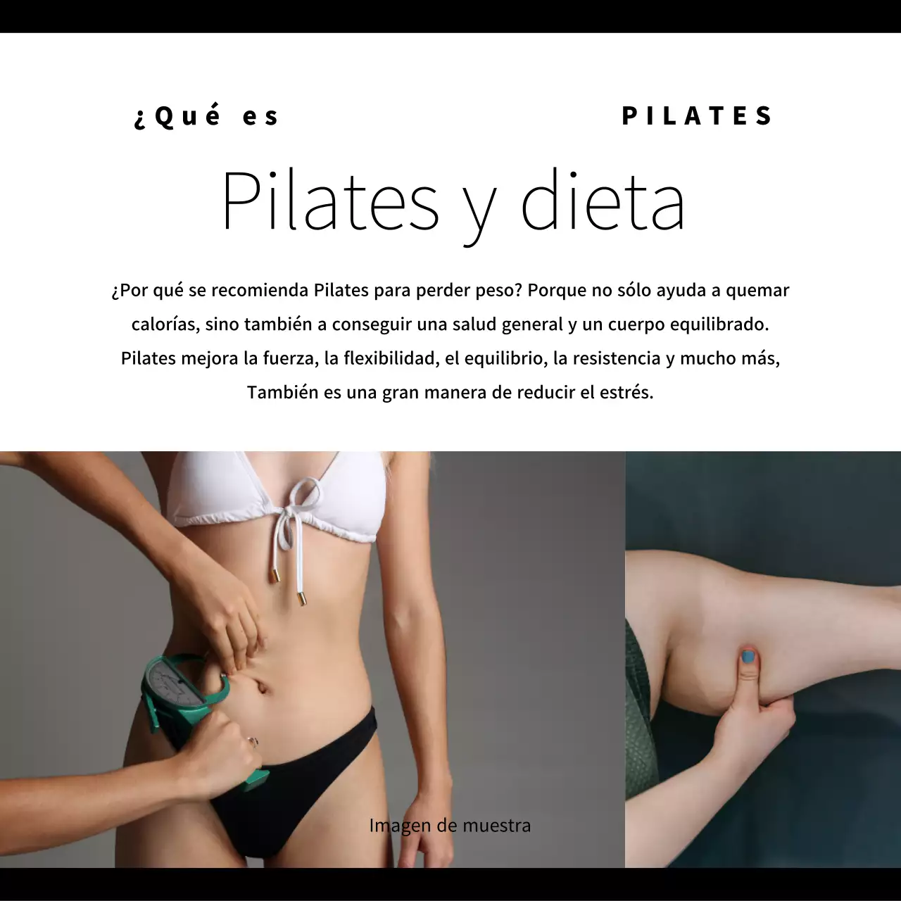 Promoción del Pilates moderno en negro