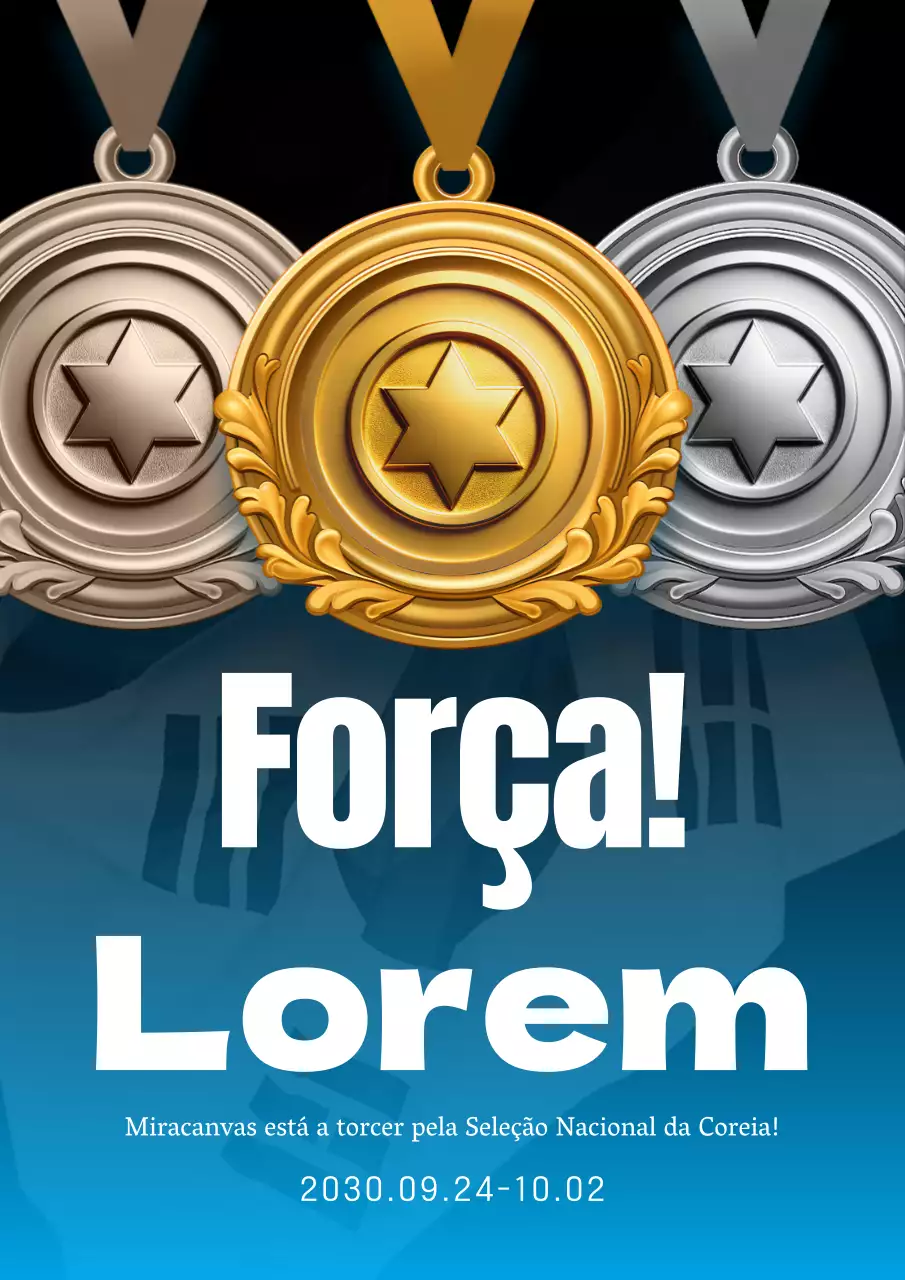 Um luxuoso anúncio azul e preto da claque dos Jogos Asiáticos