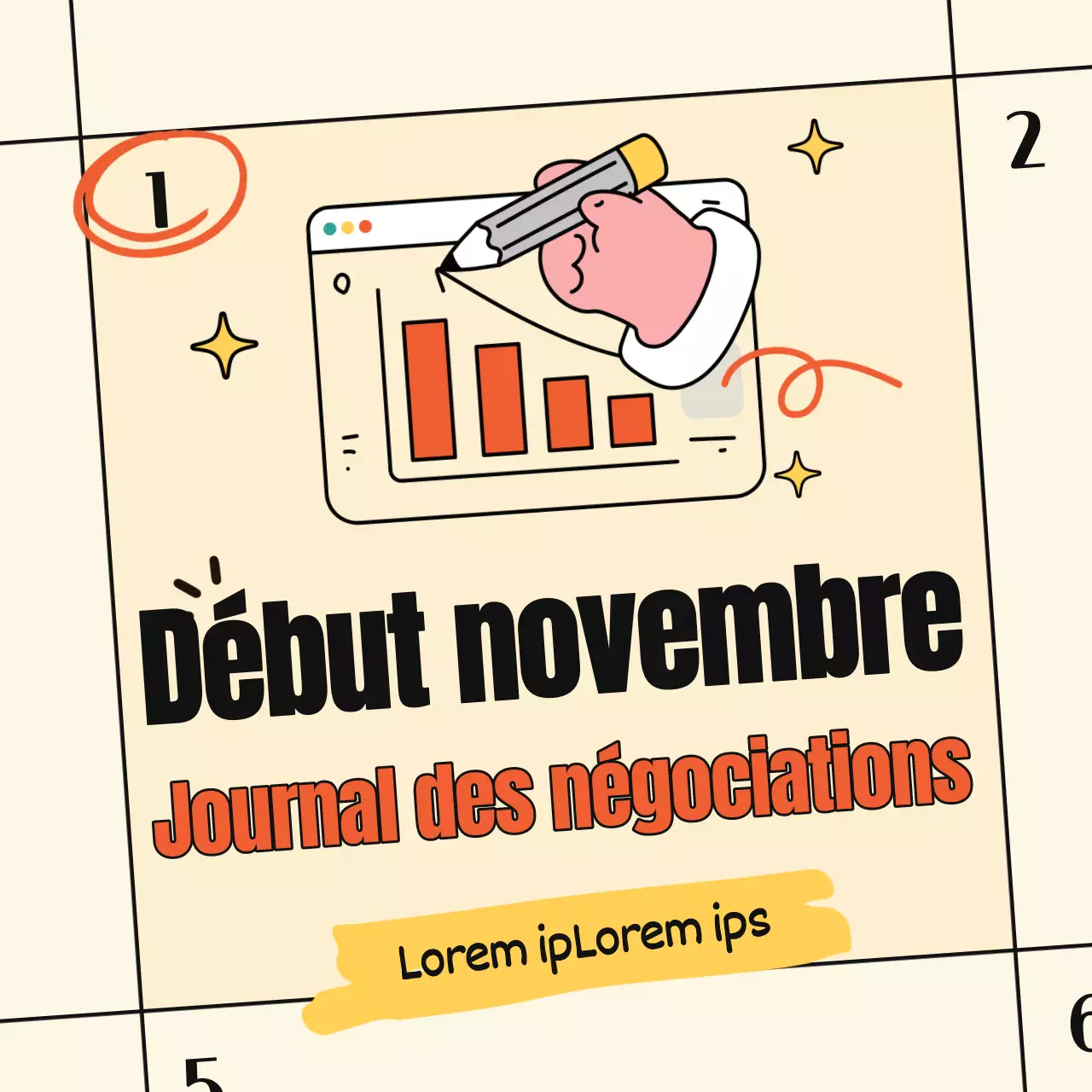 Promouvoir un journal boursier simple en ivoire et orange