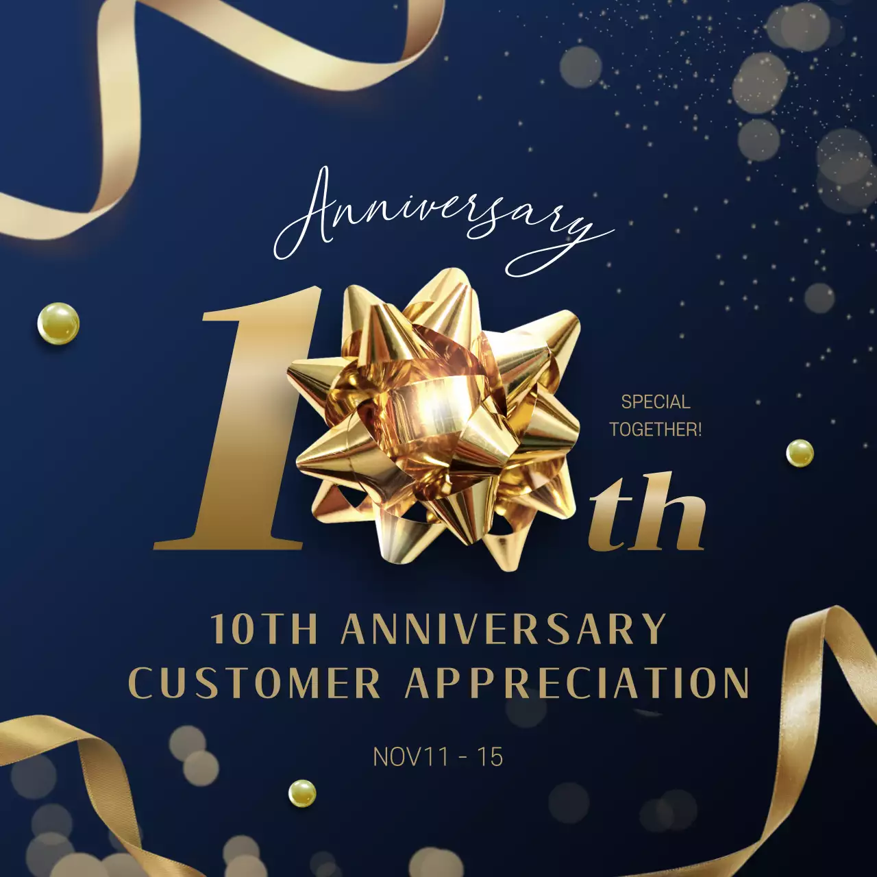 Navy Elegant Anniversary Announcement Social Media Post