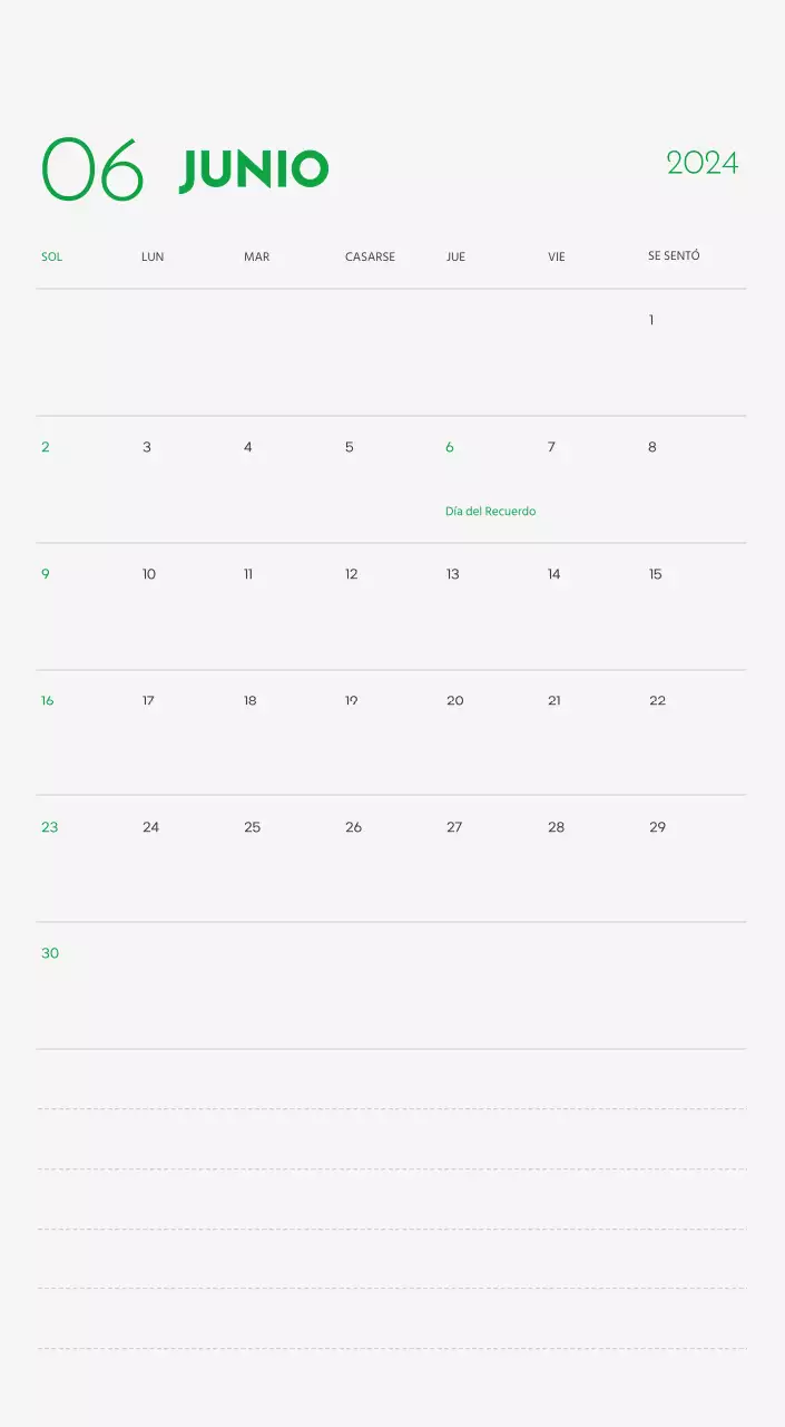 Un calendario con la imagen de un cachorro y un bonito mensaje en tonos verdes.