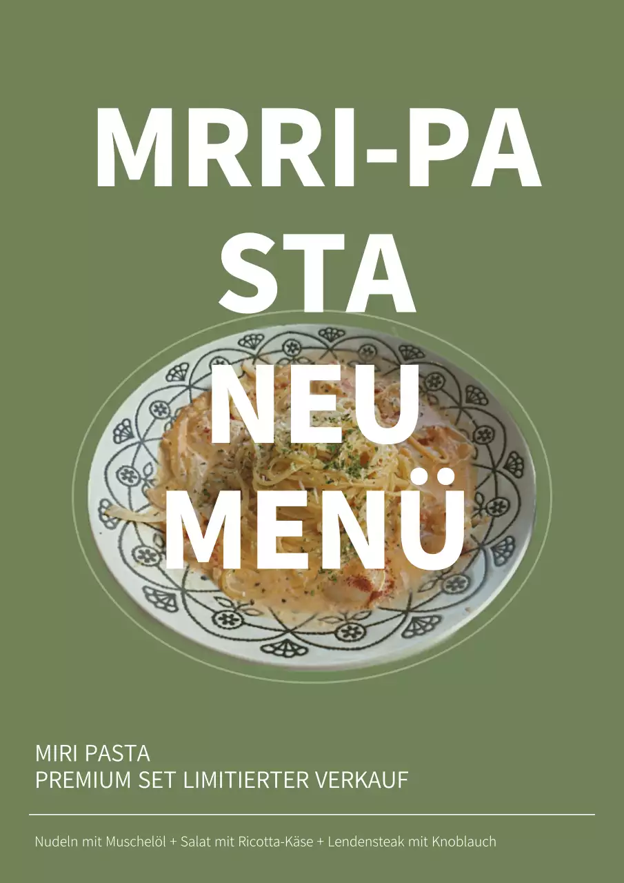 Einführung eines einfachen neuen Menüs mit grünem Hintergrund