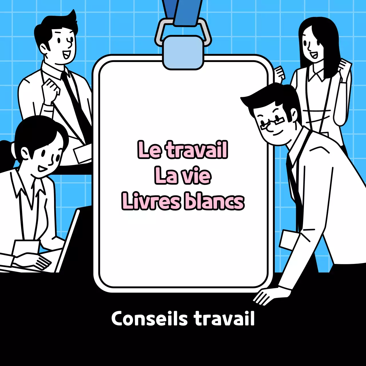 Formation sur le lieu de travail sur fond bleu clair